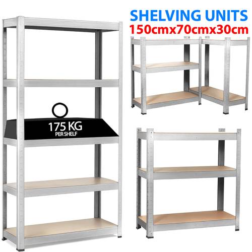 5 tier boltless shelving uni heavy duty garage shelving units 150cmx70cmx30xm garages and sheds racking storage shelves strong metal shelving 5 tier boltless garage shelving storage unit adjustable shelf total capacity 175kg per shelf garage shed storage shelving units