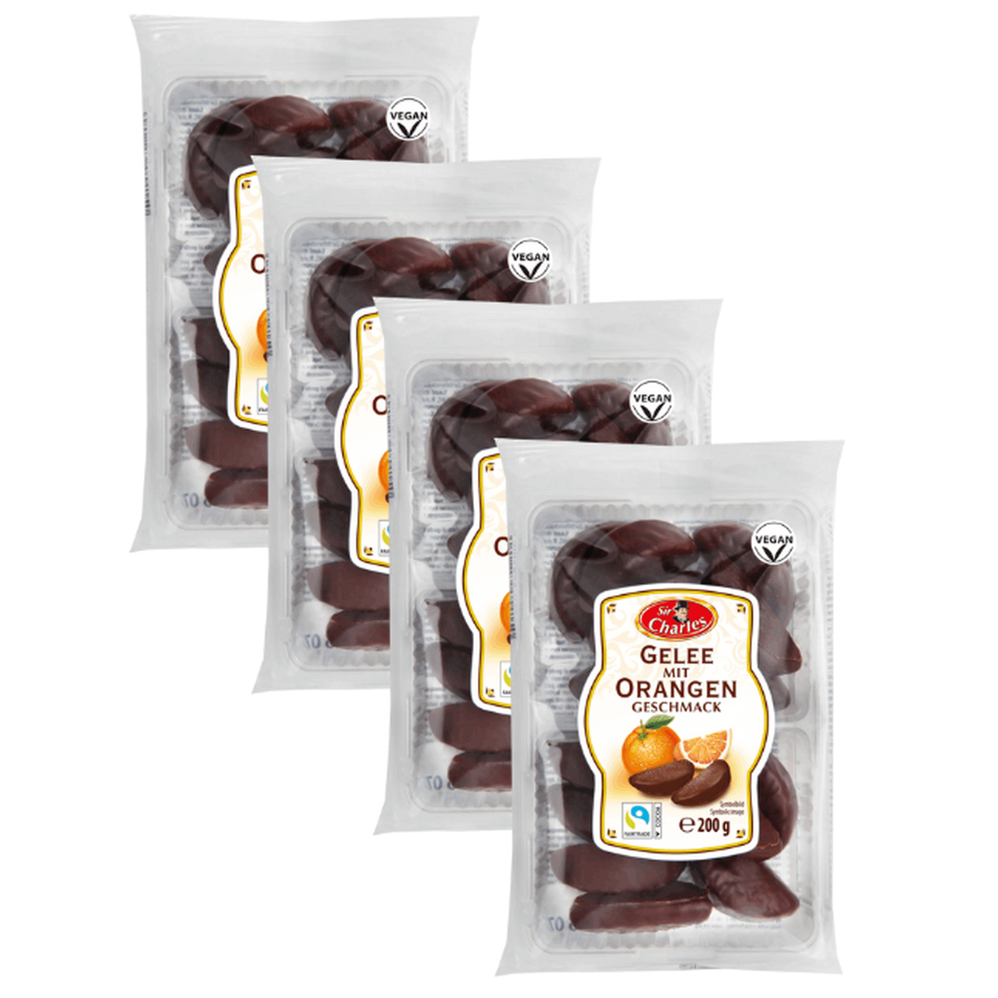 Image of Sir Charles Gelee Chocolate-coated With Orange Flavor 4 X 200g – Vegan Fruit Jellies In Delicate Chocolate