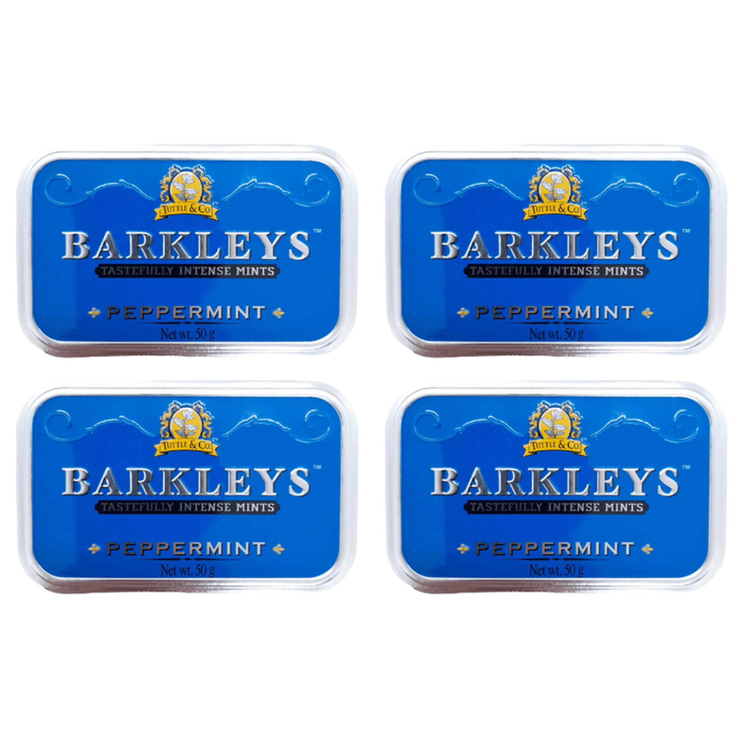 Barkley's Tastefully Intense Mints Peppermint 4 X 50 G Value Pack – Peppermint Bonbons In Metal Tin – Extra Fresh & Intensive