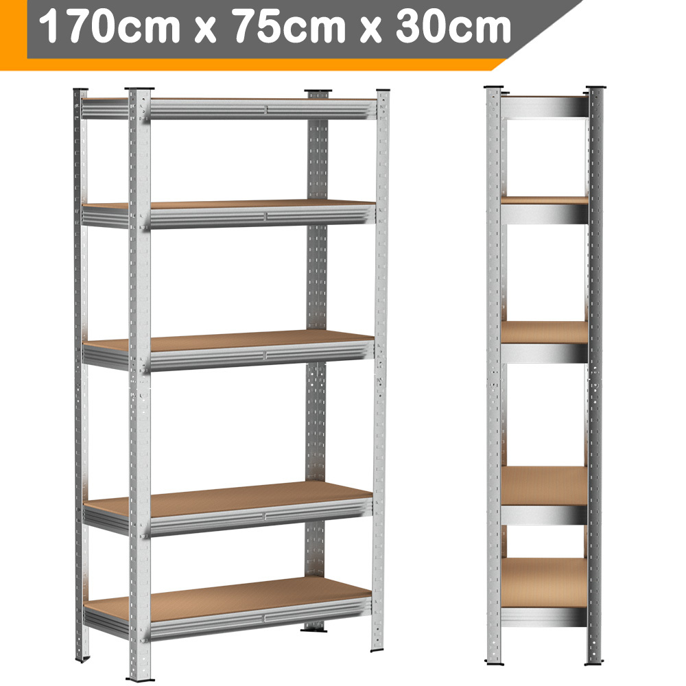 E-shop Regalregal, robuste Metallregal, 5-stöckig, H 170 x B 75 x T 30 cm, freistehendes Regal, keine Schrauben erforderlich für Garage, Schuppen,