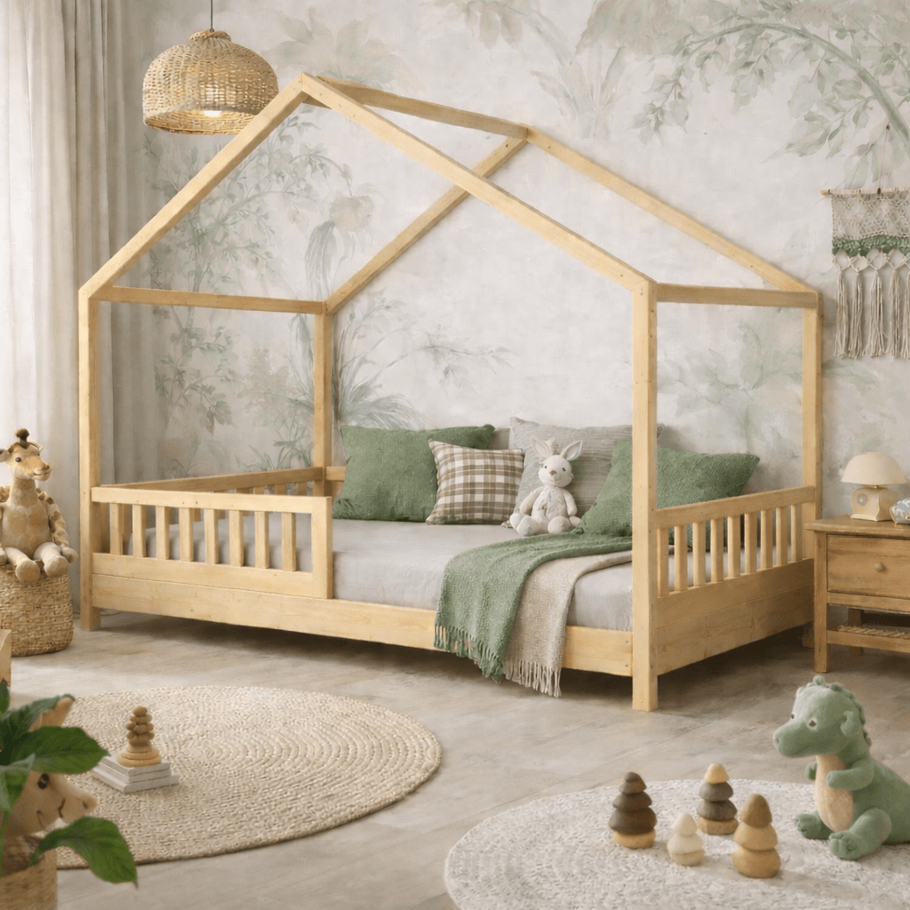 TEMU Cama tipo para niño 90X190Cm - Estructura de madera con tablas - / SIN MATERAS MATERAS