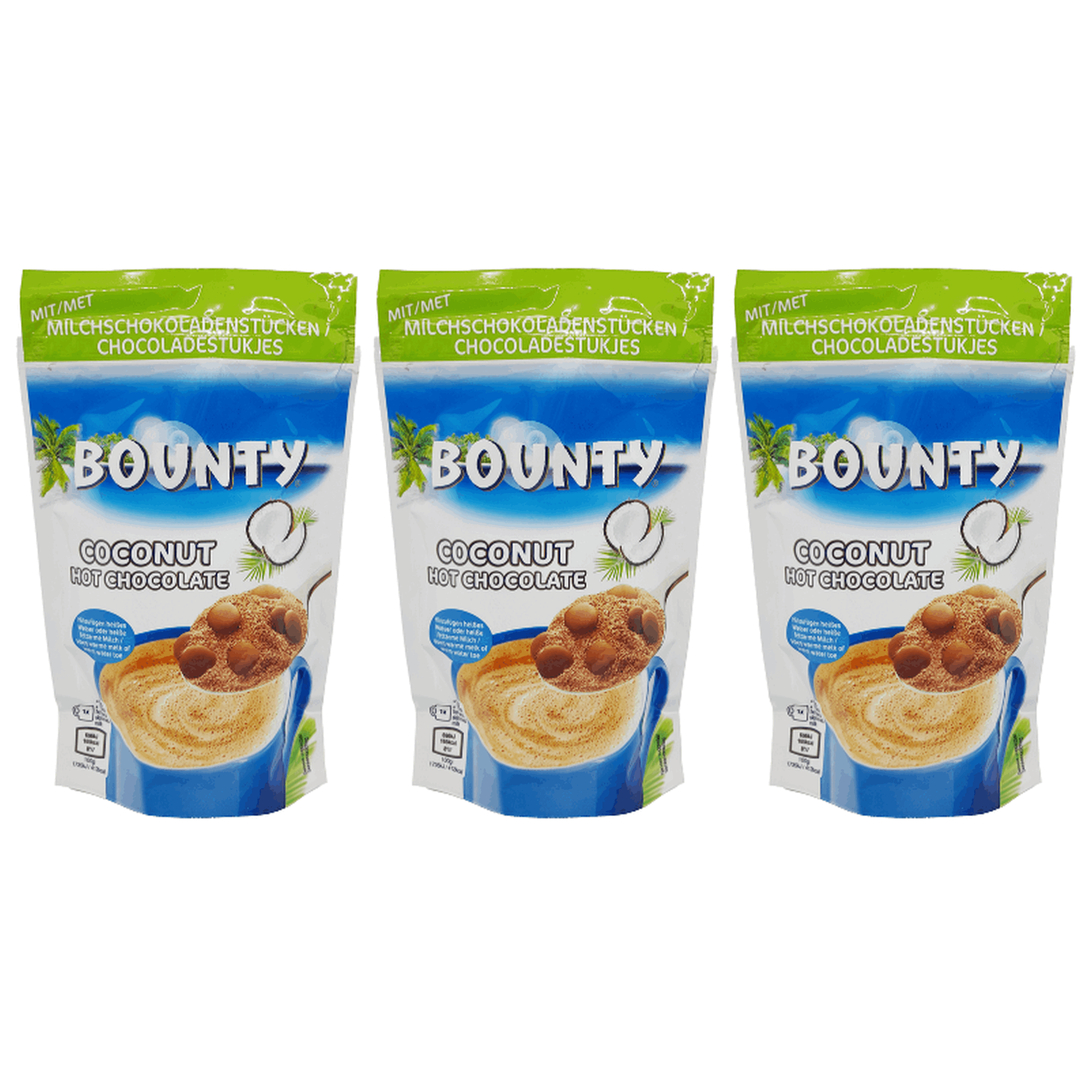 Image of Bounty Coconut Hot Chocolate – 3 × 140 G | Hot Chocolate With Coconut & Milk Chocolate Chunks | Cocoa Drink Powder | Uk Import