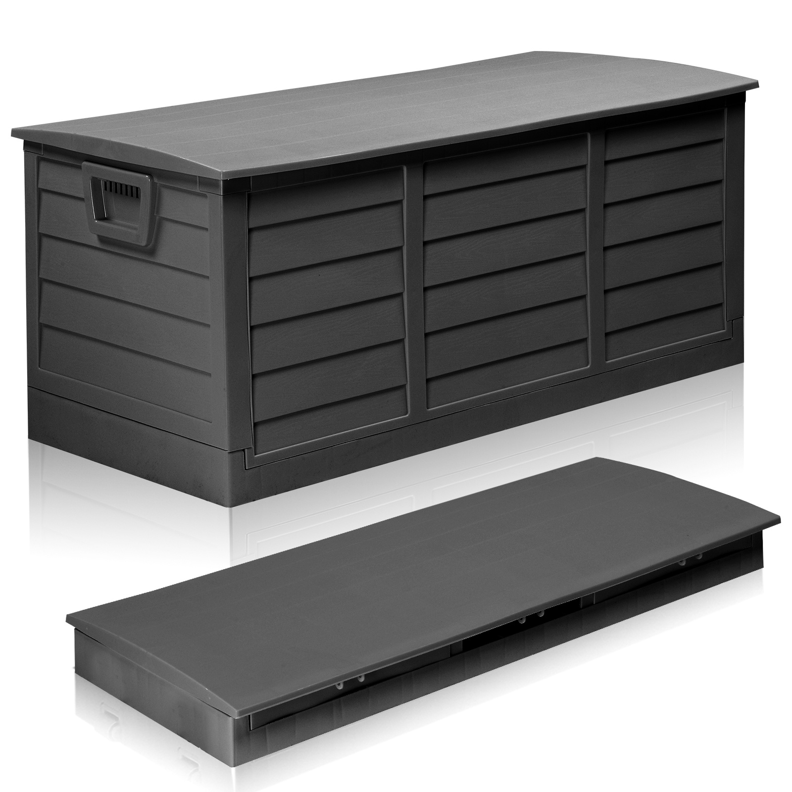 Image of Bonnlo Garden Storage Box 126l/284l/340l, Wheeled Utility Box With , Outdoor Storage For Garden, Pool, Balcony, And Yard, Black