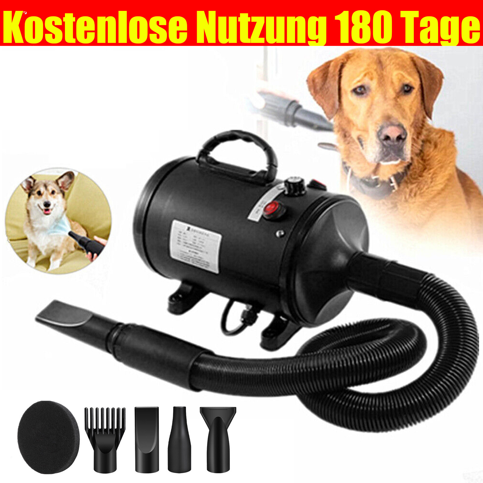 Dog Hair Dryer Blaster Pet Grooming Hair Dryer Temperature Heater Speed With 4 Different Nozzles Hair Dryer For Dogs Cats