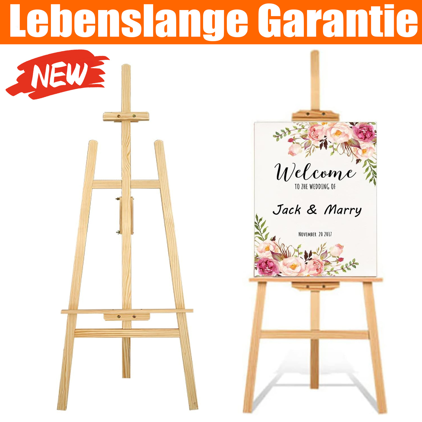 Easel Stand For Wedding, Easel Display Stand 59" Canvas Stand For Painting Wedding Poster, Wedding Welcome Sign With Stand, Wedding Table Plan Board, Wooden Easel Stand For Painting, Art Poster Easel