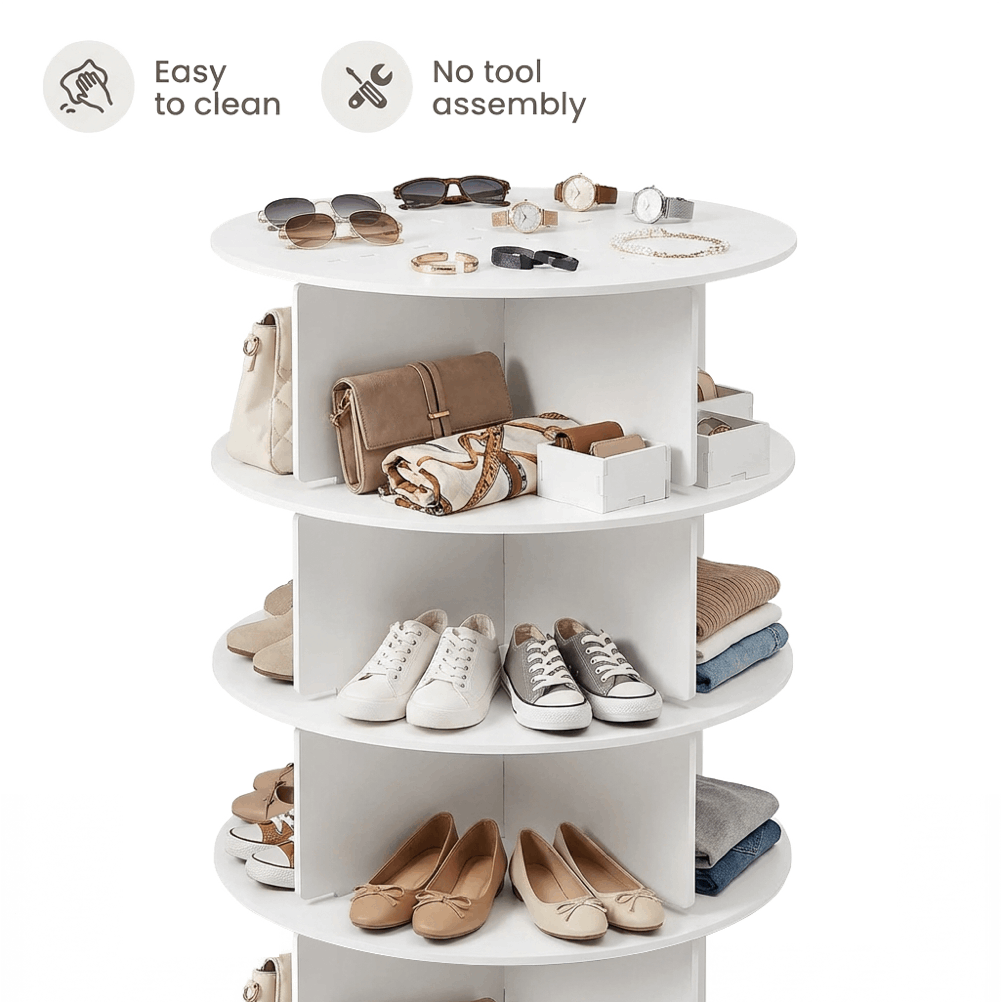 360° Rotating Shoe Rack with Multi-Tier Layers