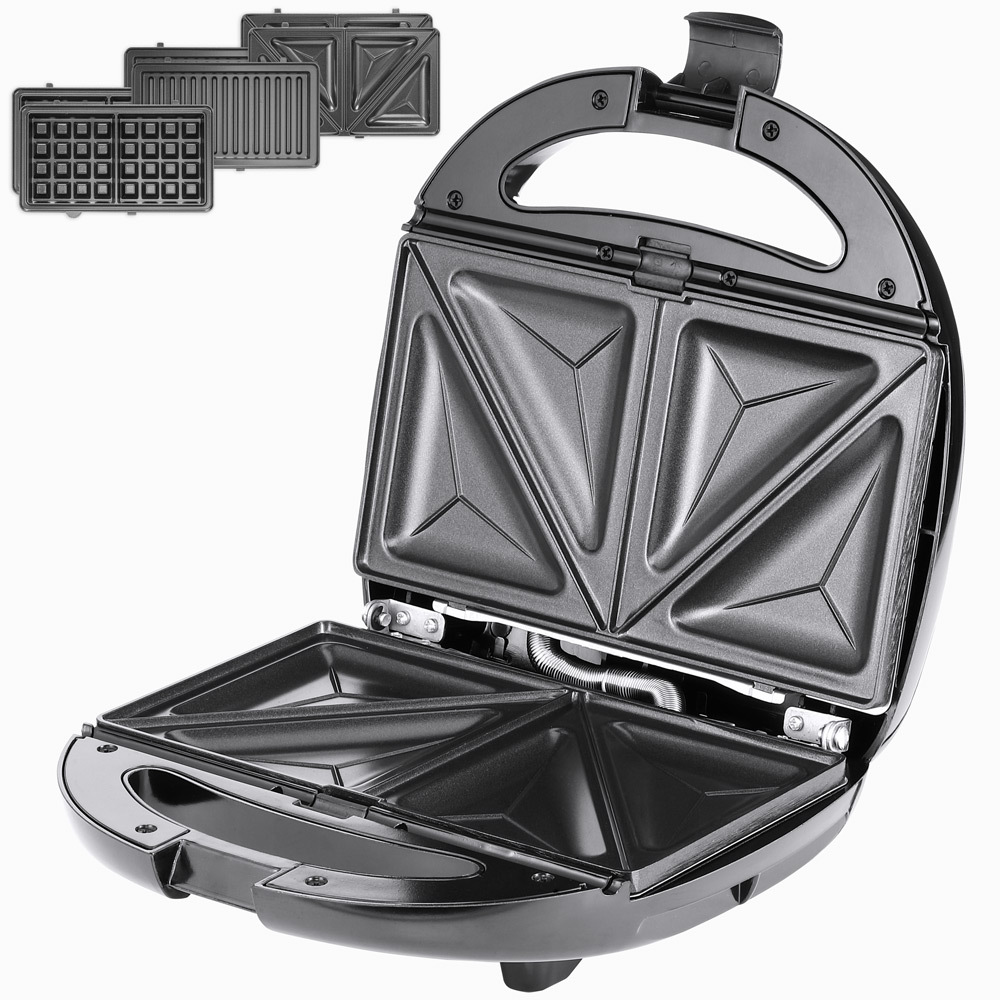 TEMU MONZANA® Gril de Contact 3-en-1 XL avec Revêtement Antiadhésif, Verrou de Sécurité, Sandwichière, Gaufrier, Panini Grille-Pain, Gril Électrique,