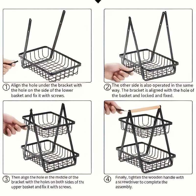 3 layer detachable metal storage basket multifunctional kitchen counter and catering organizer used for storing fruits vegetables bread vegetable storage rack kitchen accessories details 2