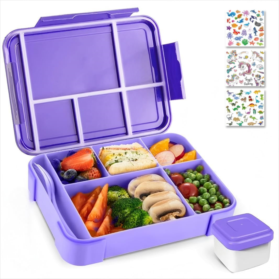 E-shop ., 1330 ml Bento Lunchbox, auslaufsichere Bento-Box für Studenten und Erwachsene, mit 7 Fächern, Lebensmittelbehälter und Besteckset, geeignet