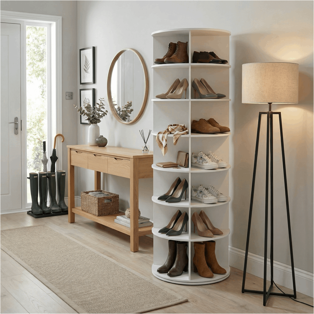 360° Rotating Shoe Rack with Multi-Tier Layers