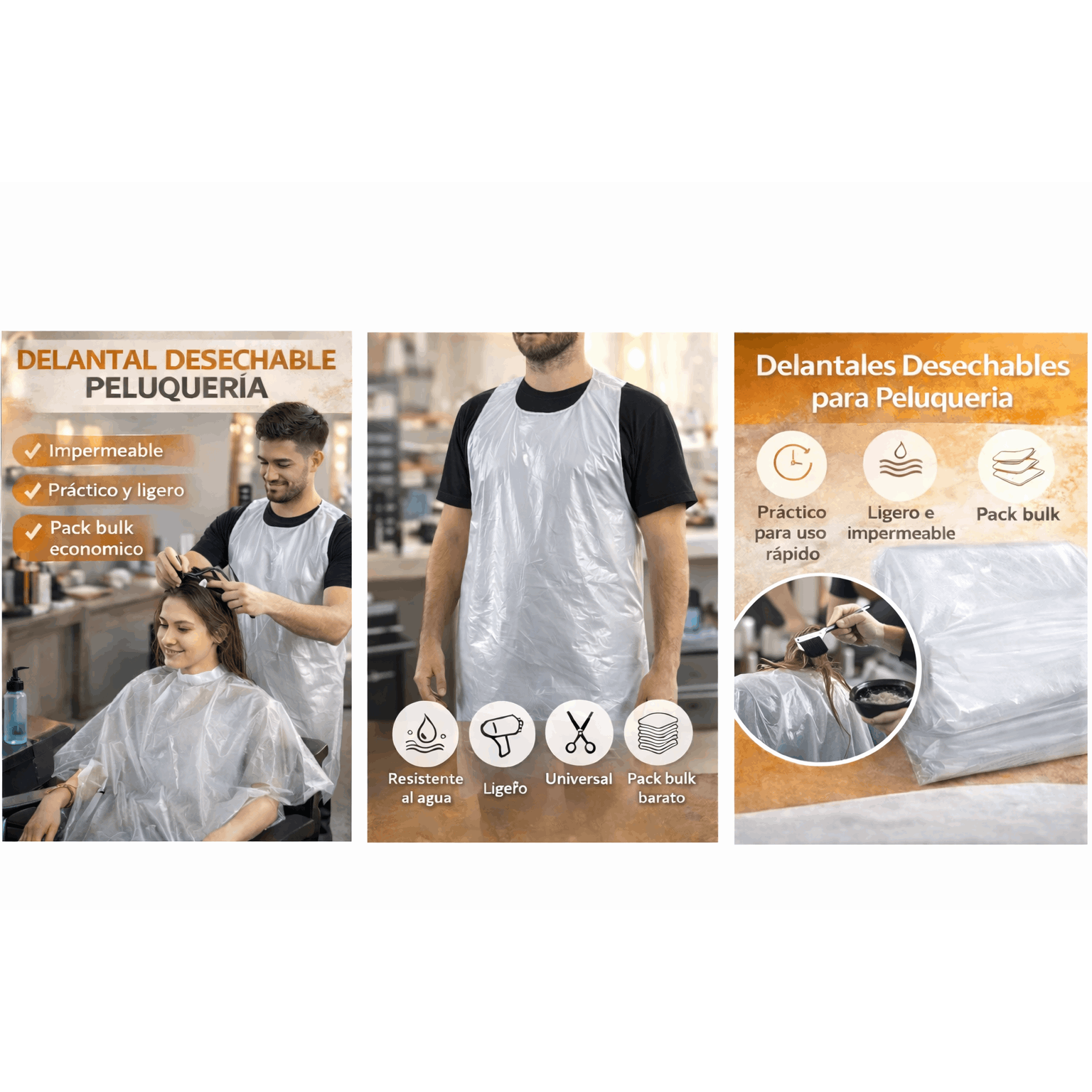 TEMU 100 Disposable Plastic Aprons For Hairdressing And Dyeing, White