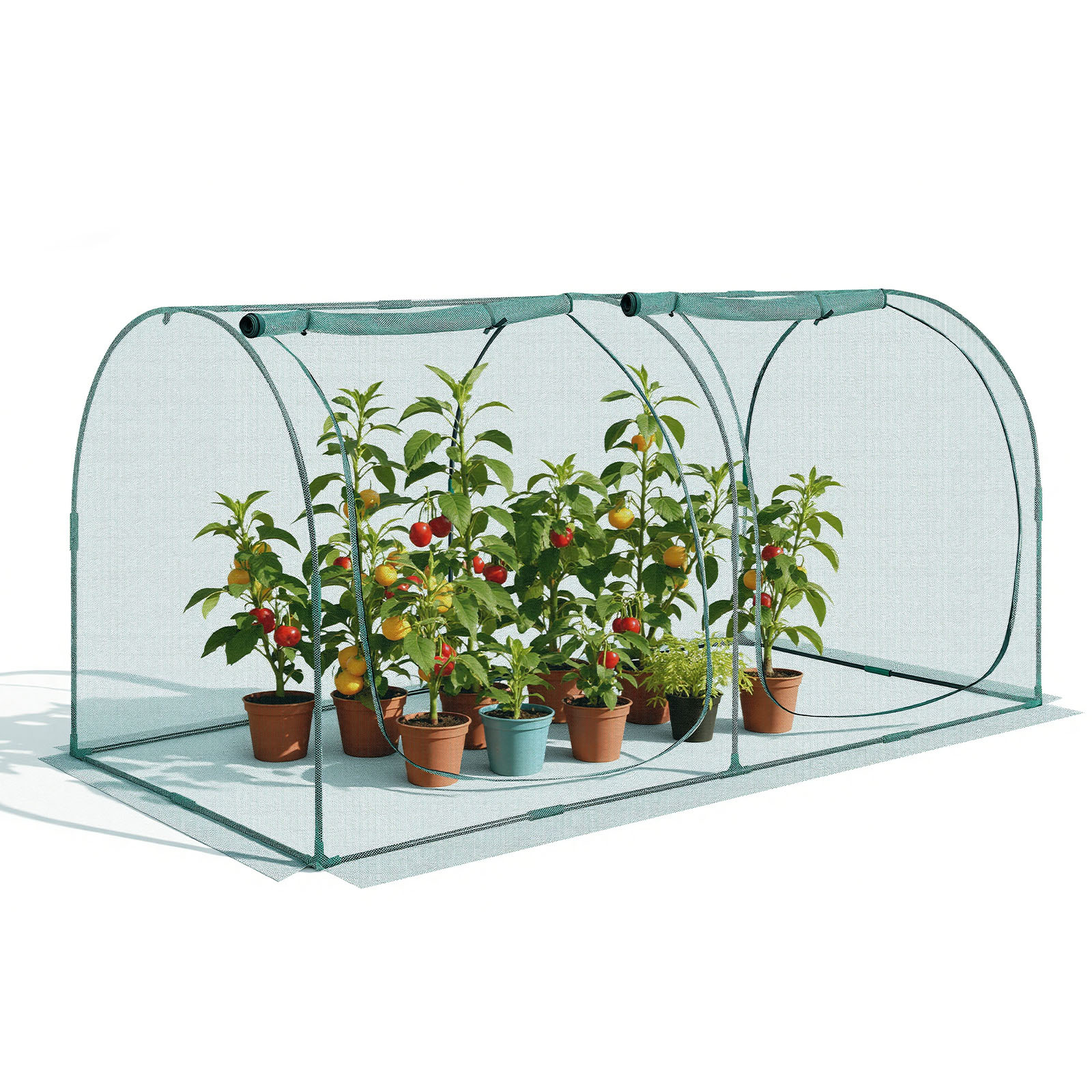 Image of Vevor Crop Cage, 2.48 X 1.2 X 1.2 M Plant Protection Tent With Zippered Door, Wind-resistant Tall Crop Cage, , Outdoor Raised Bed Cover With Frame, Plant Netting For Garden Patio Lawn