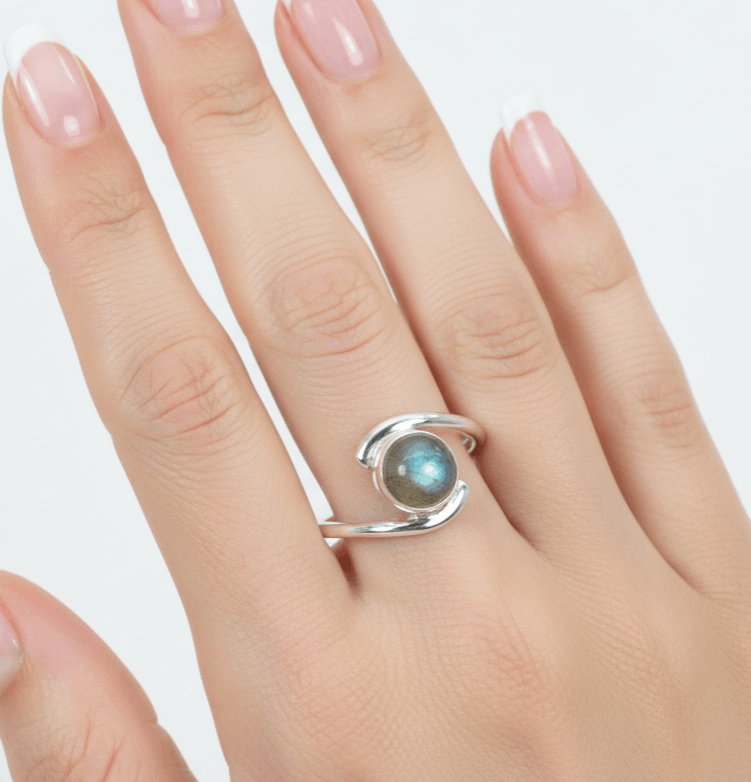 925 sterling silver round gemstone small minimalist ring amethyst onyx and more details 1