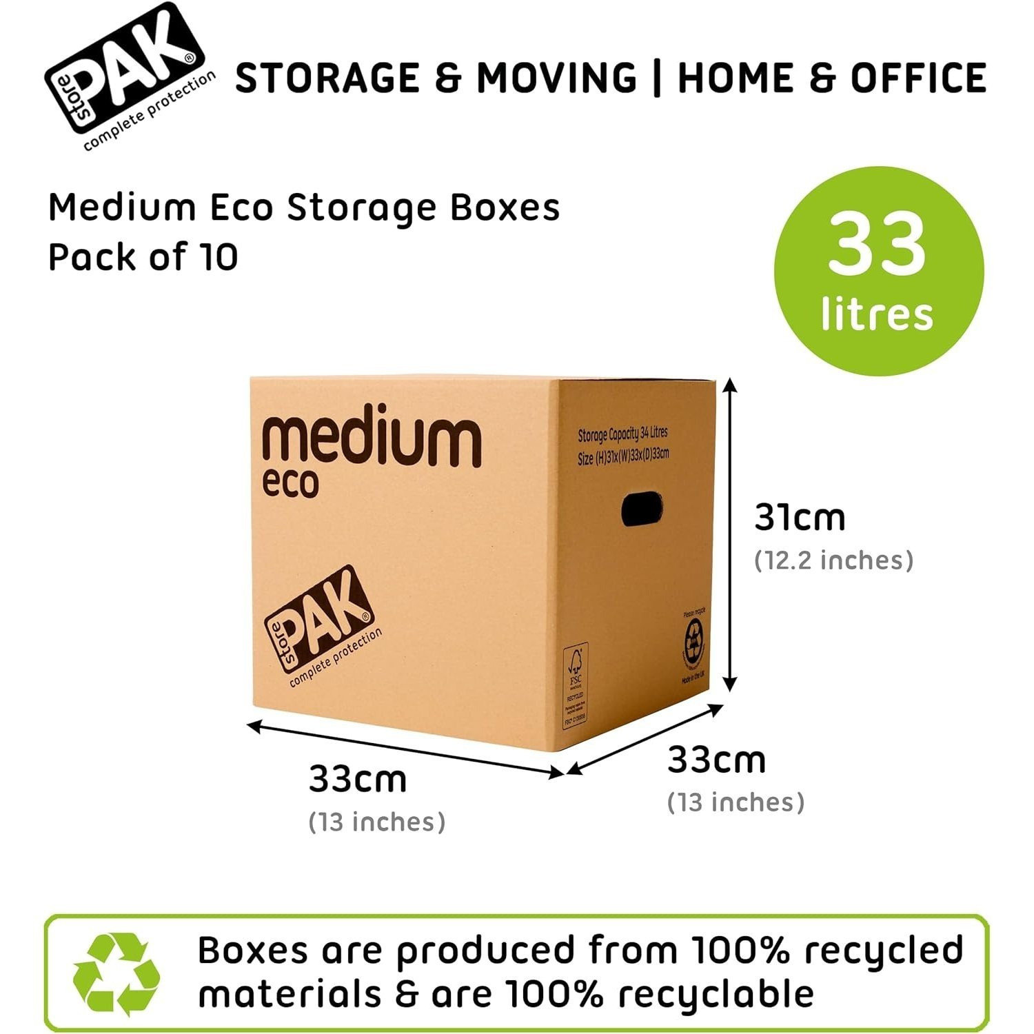 Medium Eco 33L Storage & Moving Box, Strong Reusable