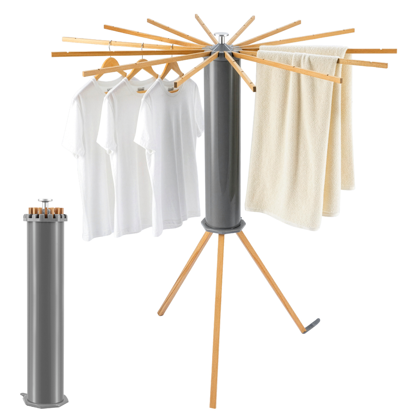 Octopus Foldable Clothes Drying Rack | Wooden Indoor Laundry Rack, Invisible Space- Design, Portable And Foldable, Ideal For Home, Perfect Gift For Housewives, Clothes Drying Rack
