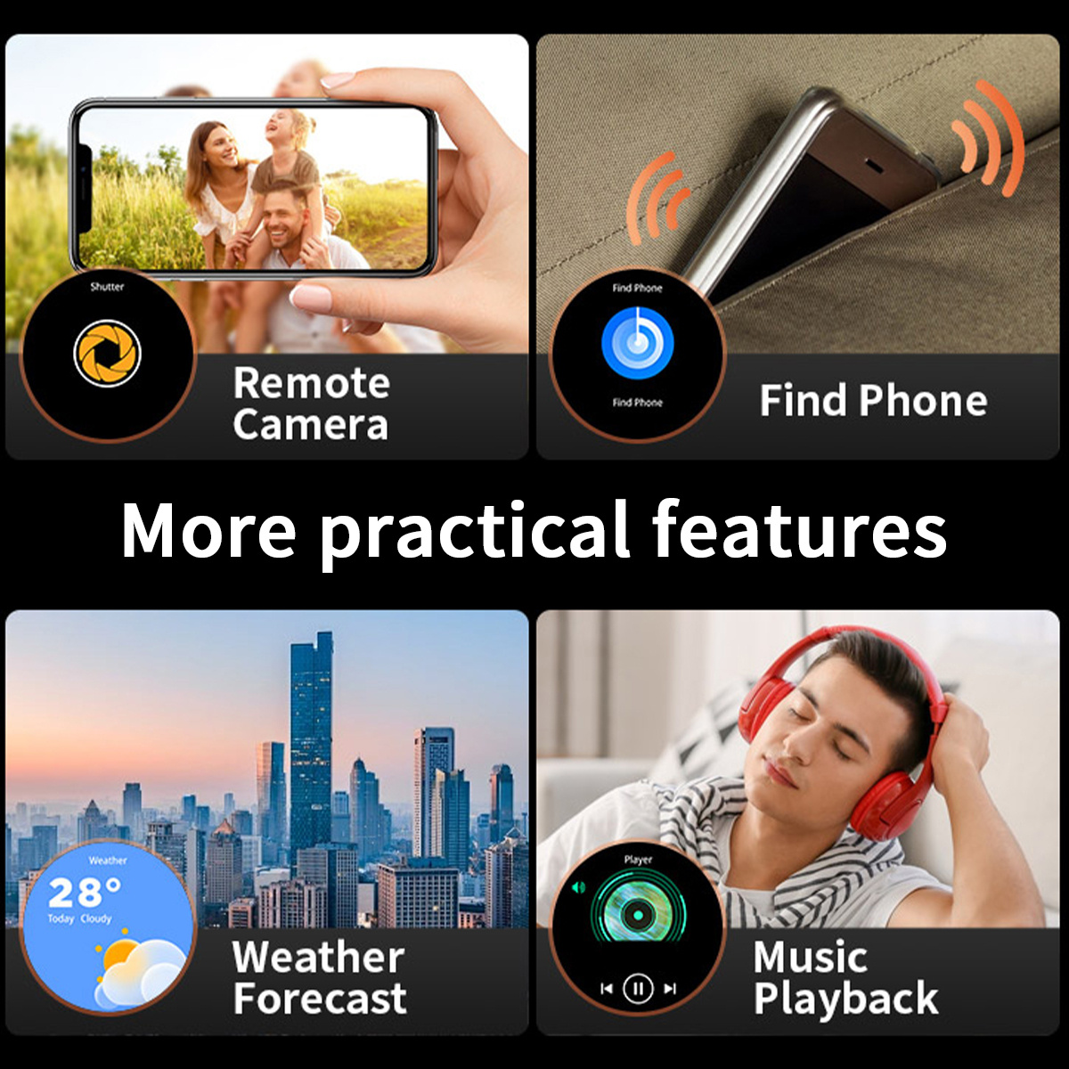 Montre Connectée Sport Homme avec Grand Écran AMOLED 1.73 Pouces / Batterie 900 mAh / Plus de 110 Modes Sportifs / Affichage Always-on / Suivi du Sommeil / Tracker Fitness pour Android iPhone