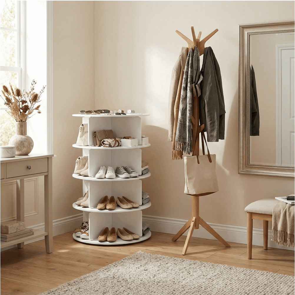 360° Rotating Shoe Rack with Multi-Tier Layers