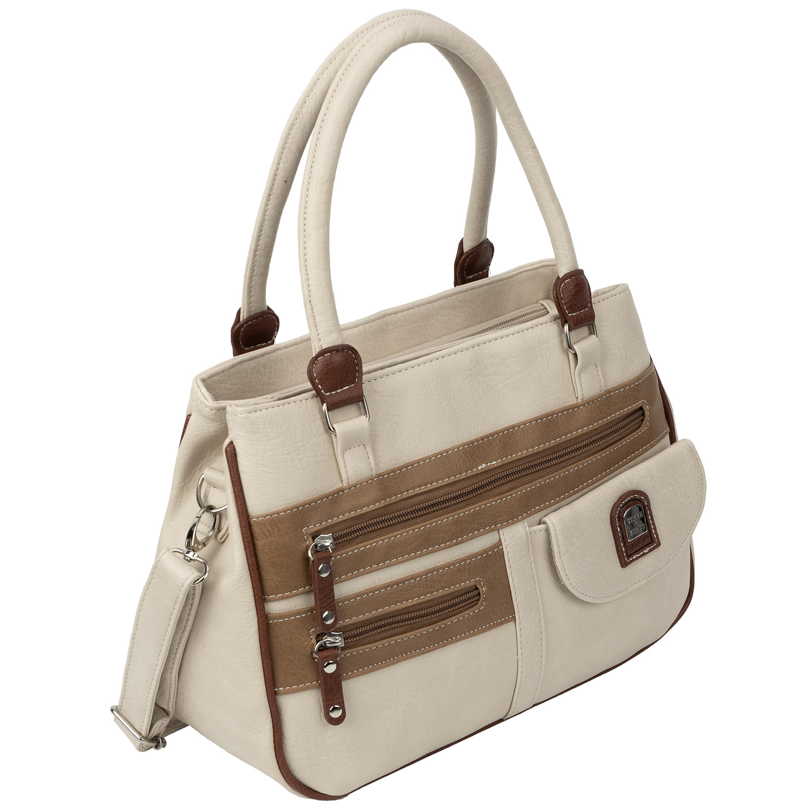 Ladies' Handbag Shoulder Bag Crossover Bag Leather Look Cream-brown 7 (hxwxd): 22cm X 32cm X 11cm (variable Depending On Filling )