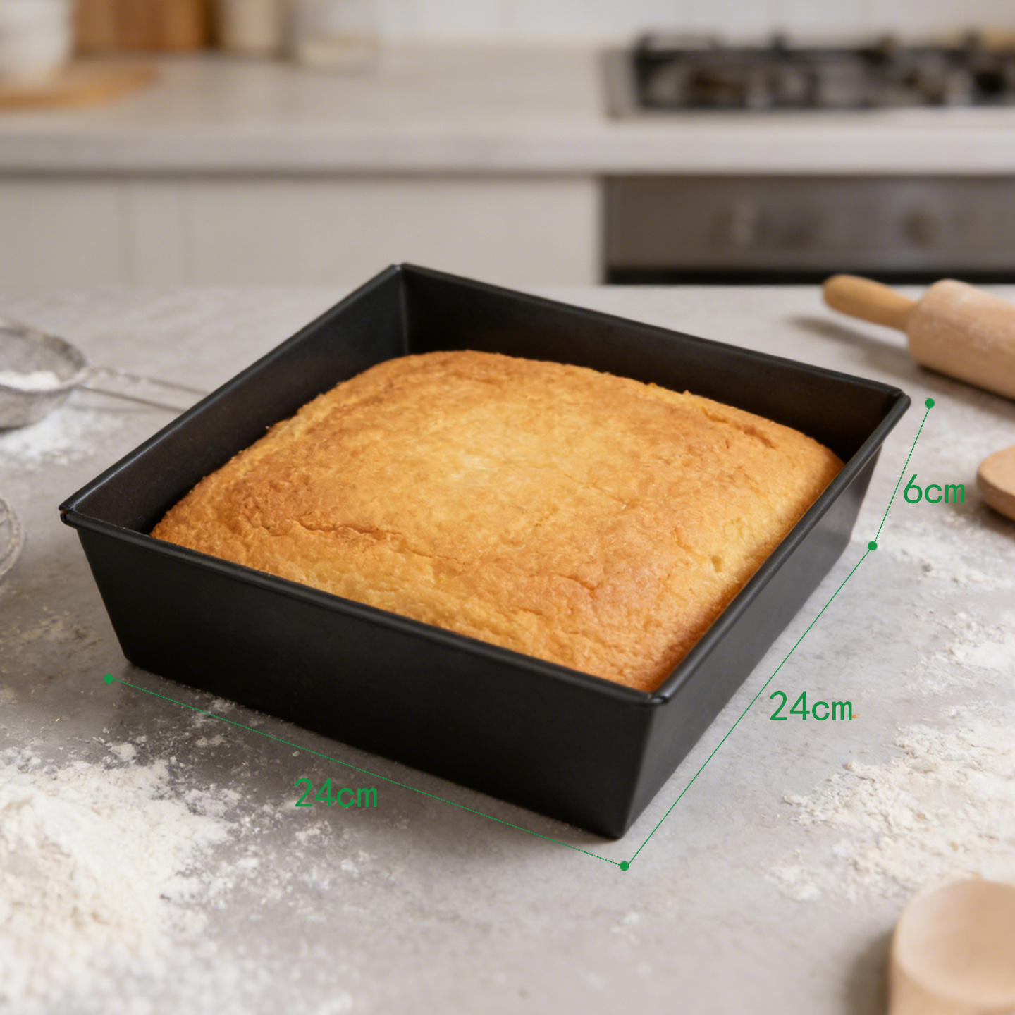 TEMU Bandeja 24*24*6cm para Horneado de Acero al Carbono Resistente - para Horno, Freidora de Aire y Lavavajillas - Antiadherente y Antioxidante -