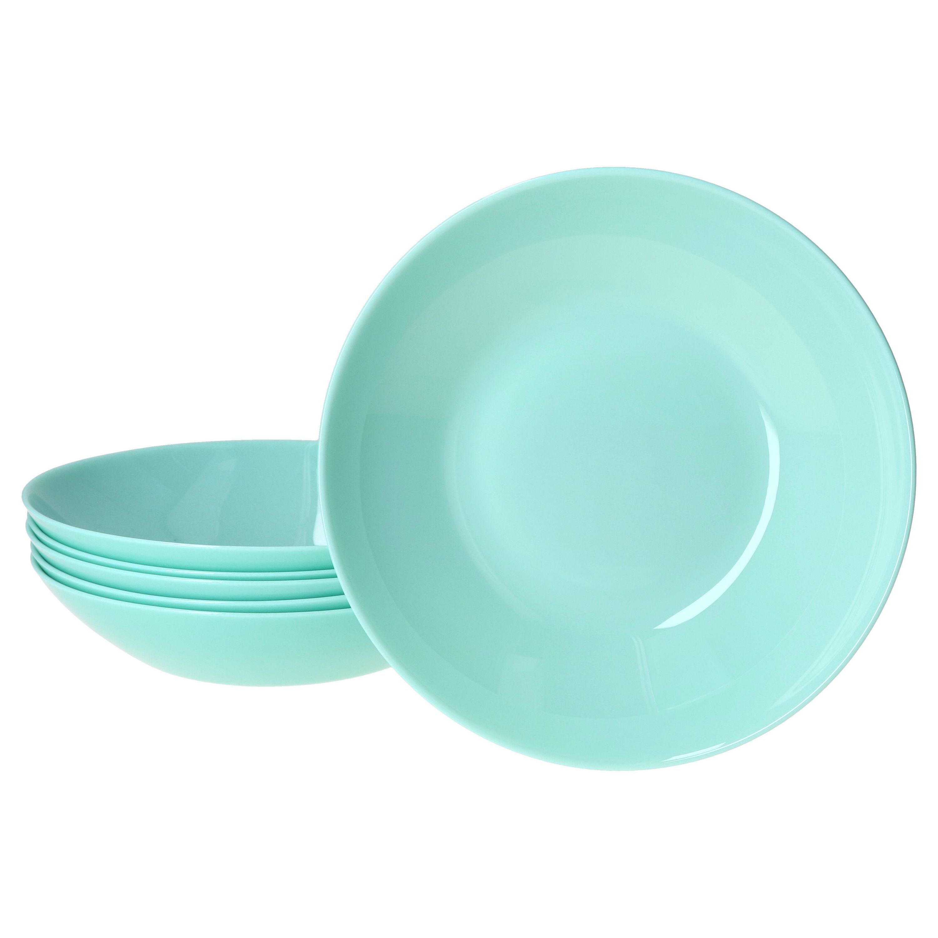 6pcs Mint Soup Plate Set For 6 People Made Of Glass - 10272