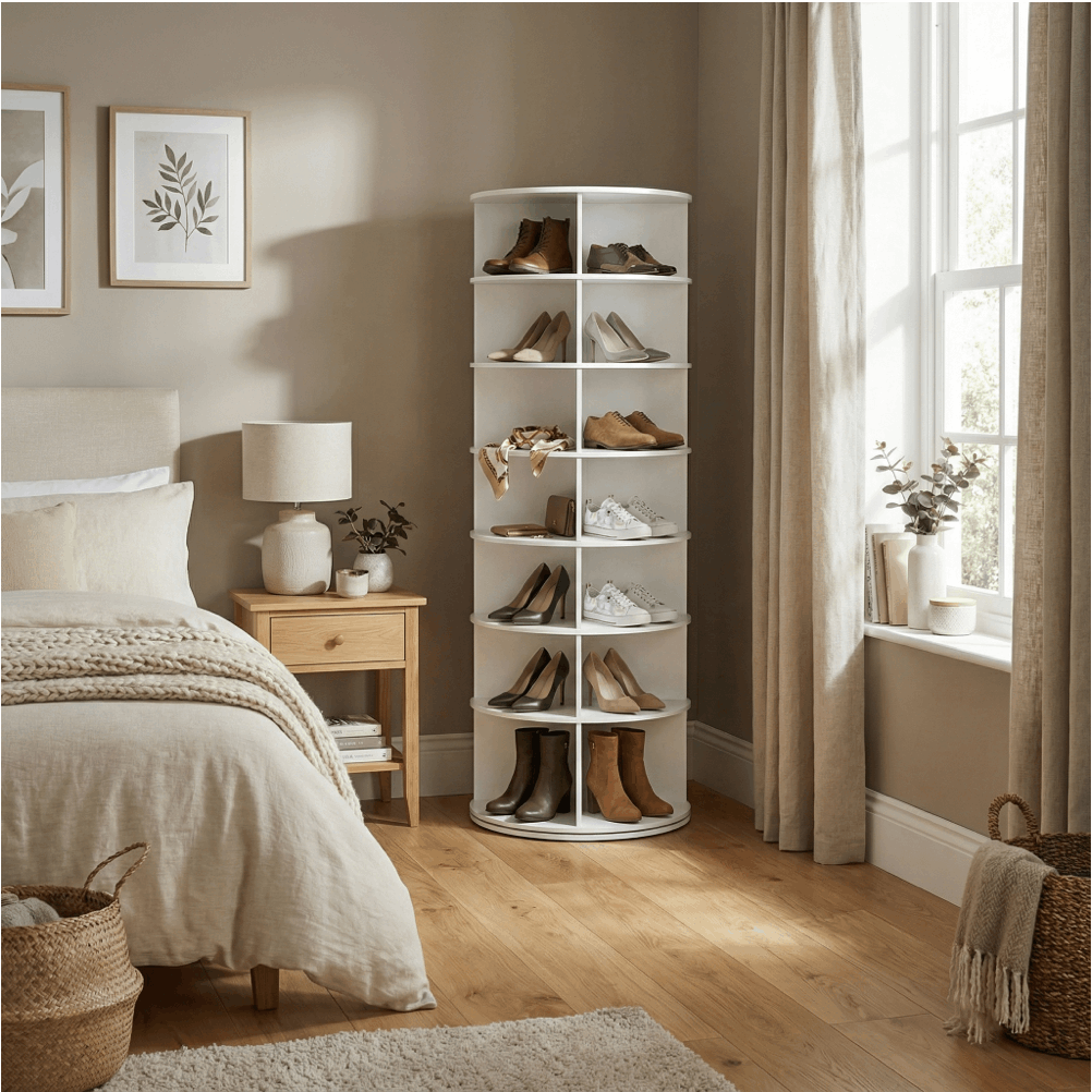 360° Rotating Shoe Rack with Multi-Tier Layers