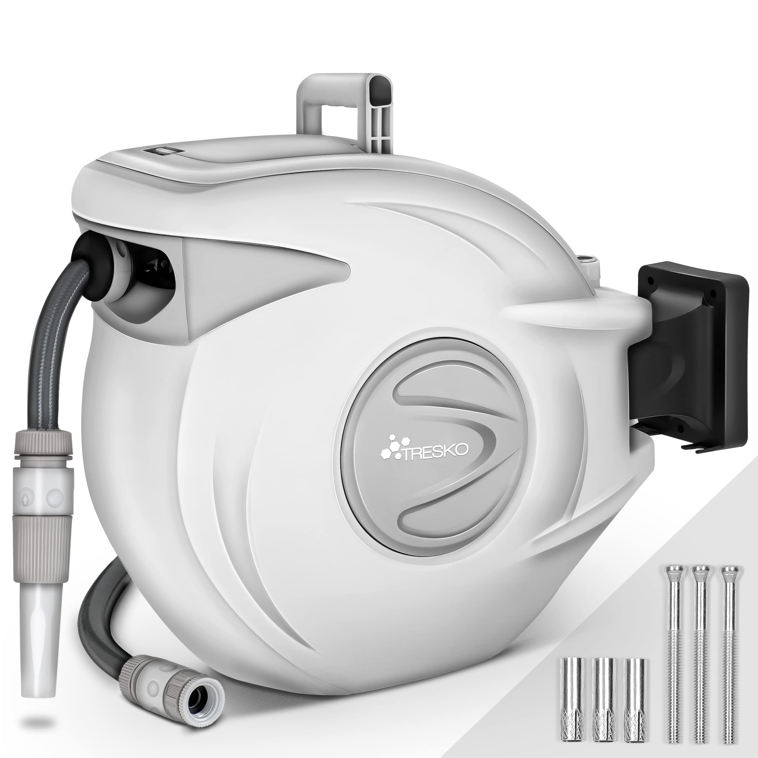 TEMU TRESKO® Enrollador de manguera automático de 30+2 m | Enrollador de manguera con ducha de | Enrollador de manguera con giro de 180° |