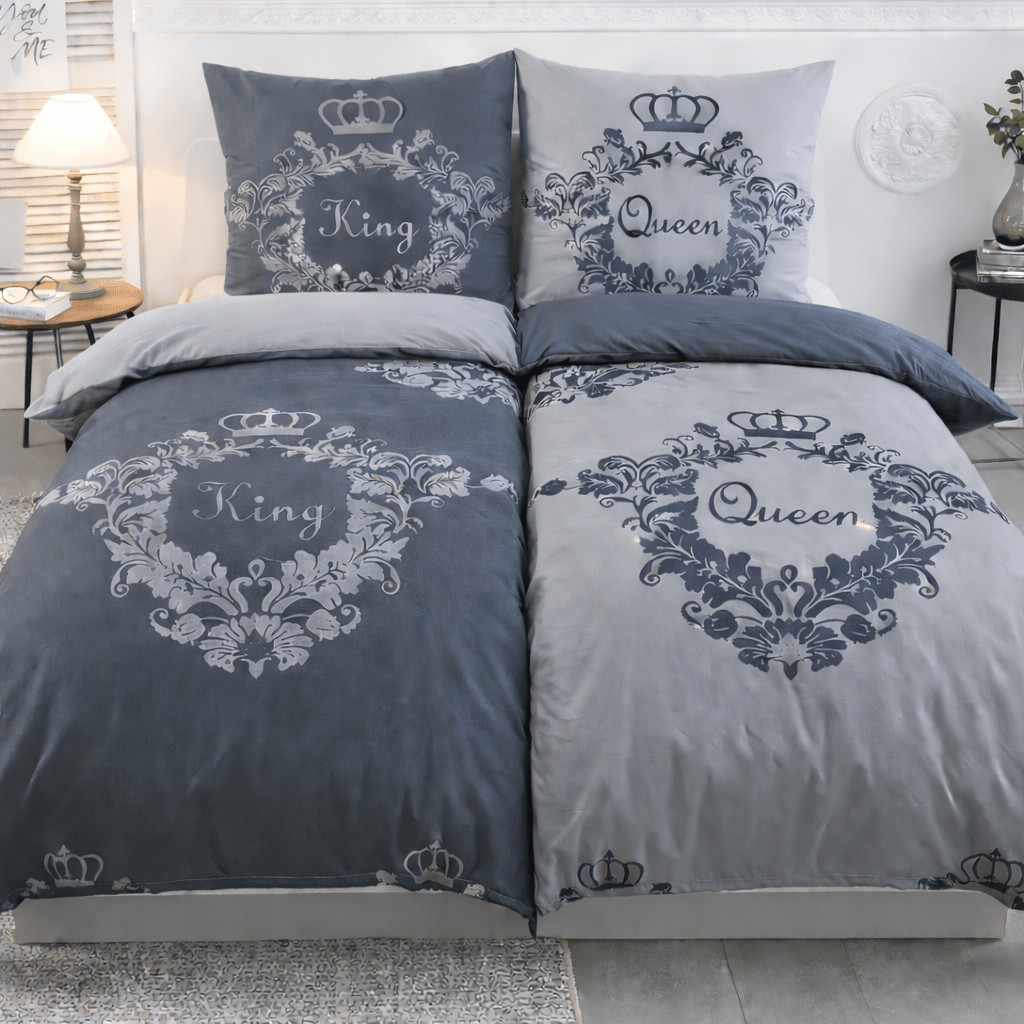 E-shop Partner Bettwäsche Set aus Baumwolle 135x200 4teilig - 2x Bettbezug 135x200 cm + 2x Kissenbezug 80x80 cm - Schadstofffrei - mit Reißverschluss