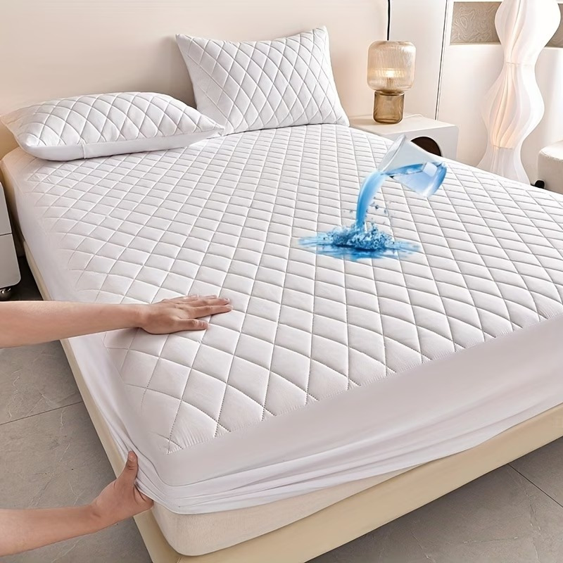 4b quilted waterproof mattress protector extra deep 30cm with quilted top layer and   elastic designed     and   suitable for home use guest rooms and let     in single small double 4ft   super king sizes