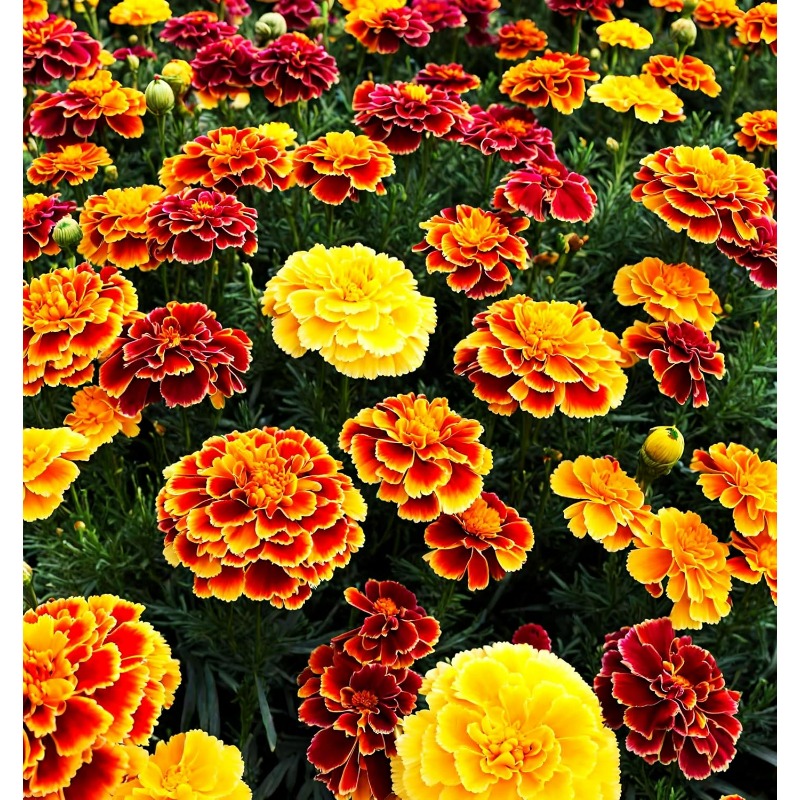 TEMU 200pcs Marigold Seeds Mix - Colorful , Oranges, For Garden Containers - Dwarf And Tall Varieties