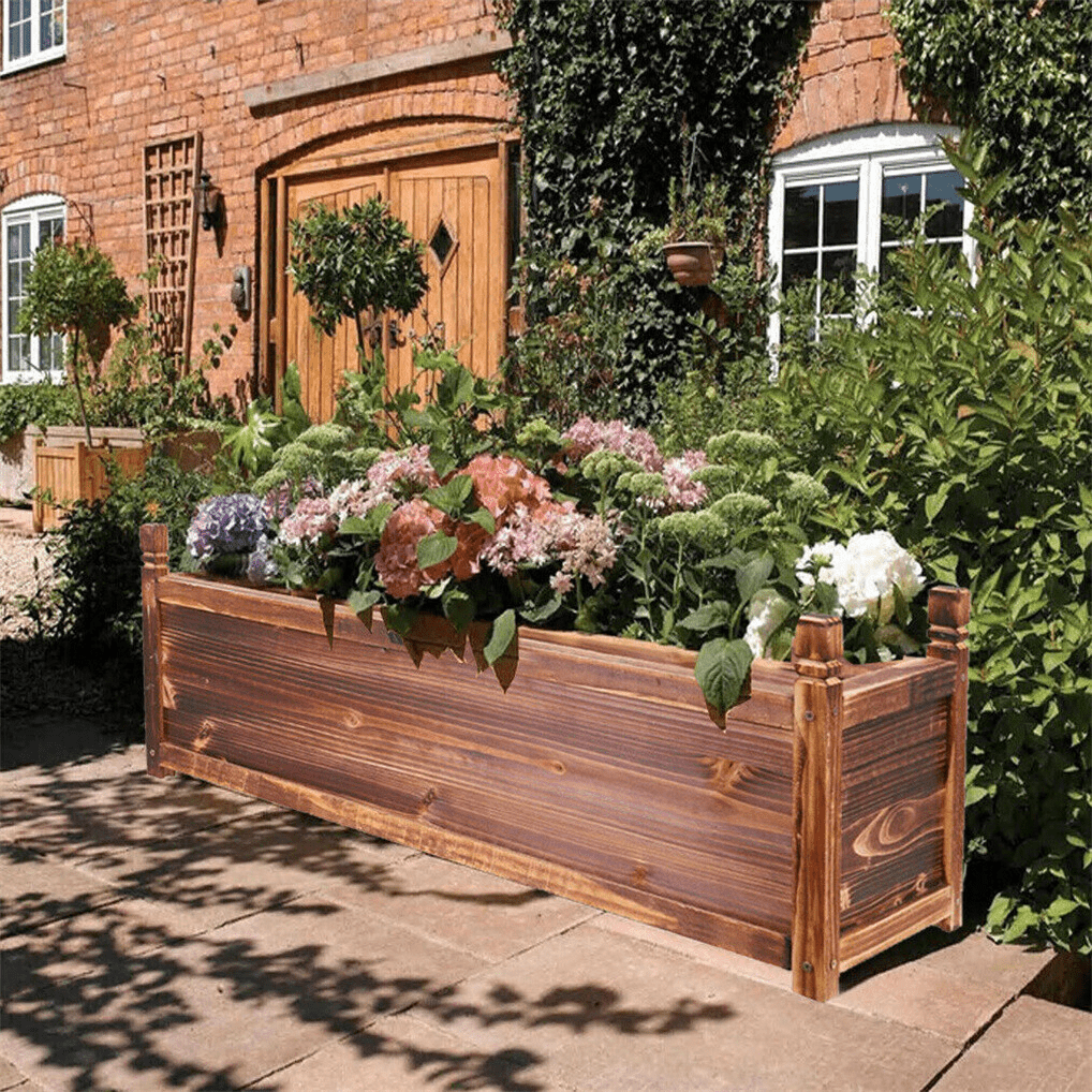 TEMU Wooden Elevated Raised Garden Bed With Drainage Frost Protection For Vegetables Flowers Herbs Potatoes Ideal For Garden Porch Terrace
