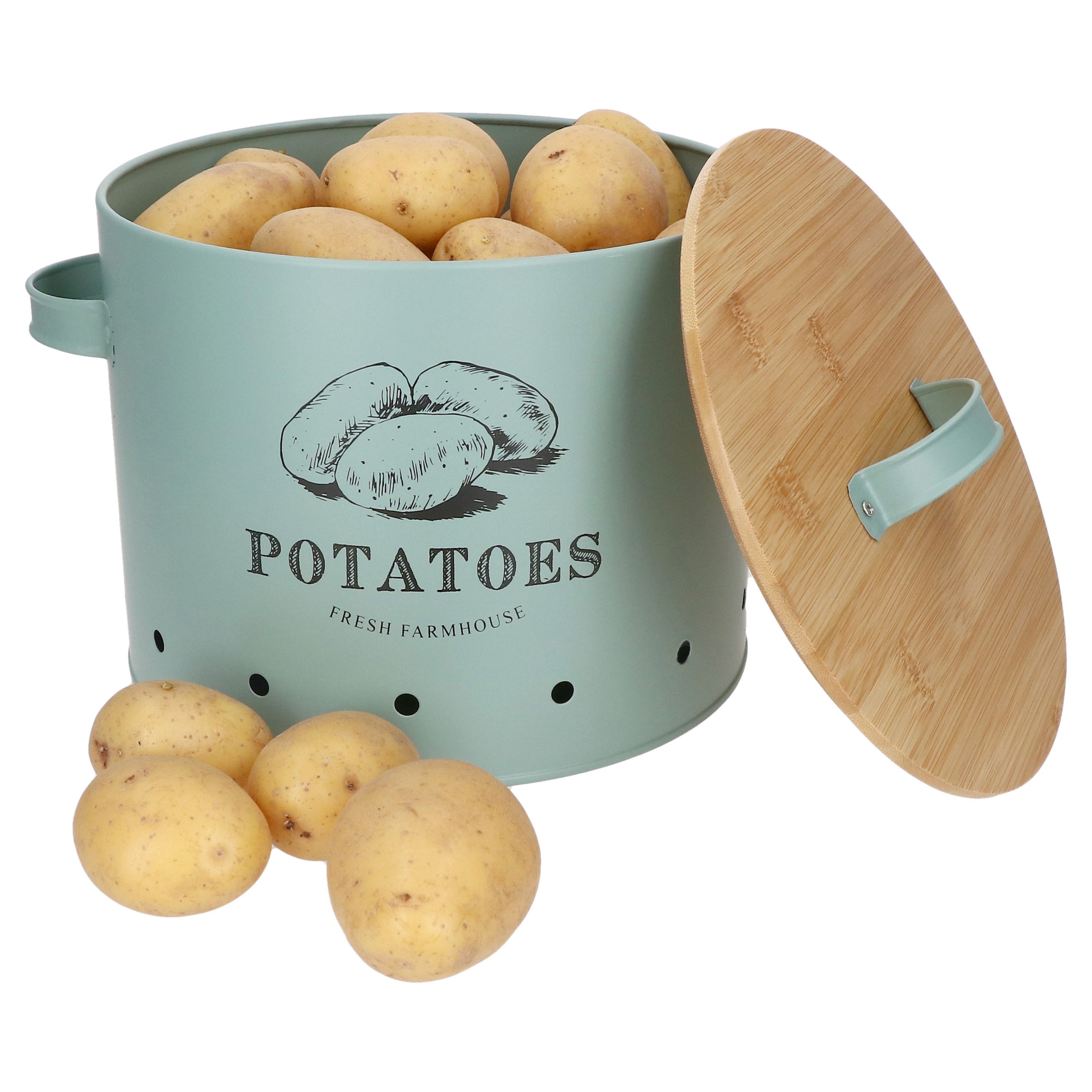 Potato Pot Fresh Mint Made Of Metal & Bamboo – 10893