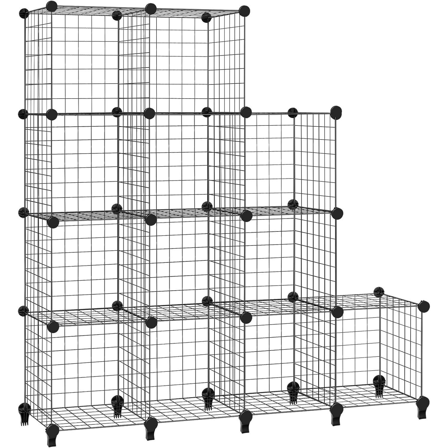 12 cube wire grid stackable storage shelves interlocking shelving unit living room organiser display shelves closet cabinet organiser shelves diy bookcases 95x31x127cm