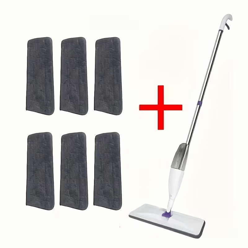 household mop with spray function   6 replaceable cleaning cloths 360 degree flexible cleaning suitable for living room bedroom kitchen bathroo