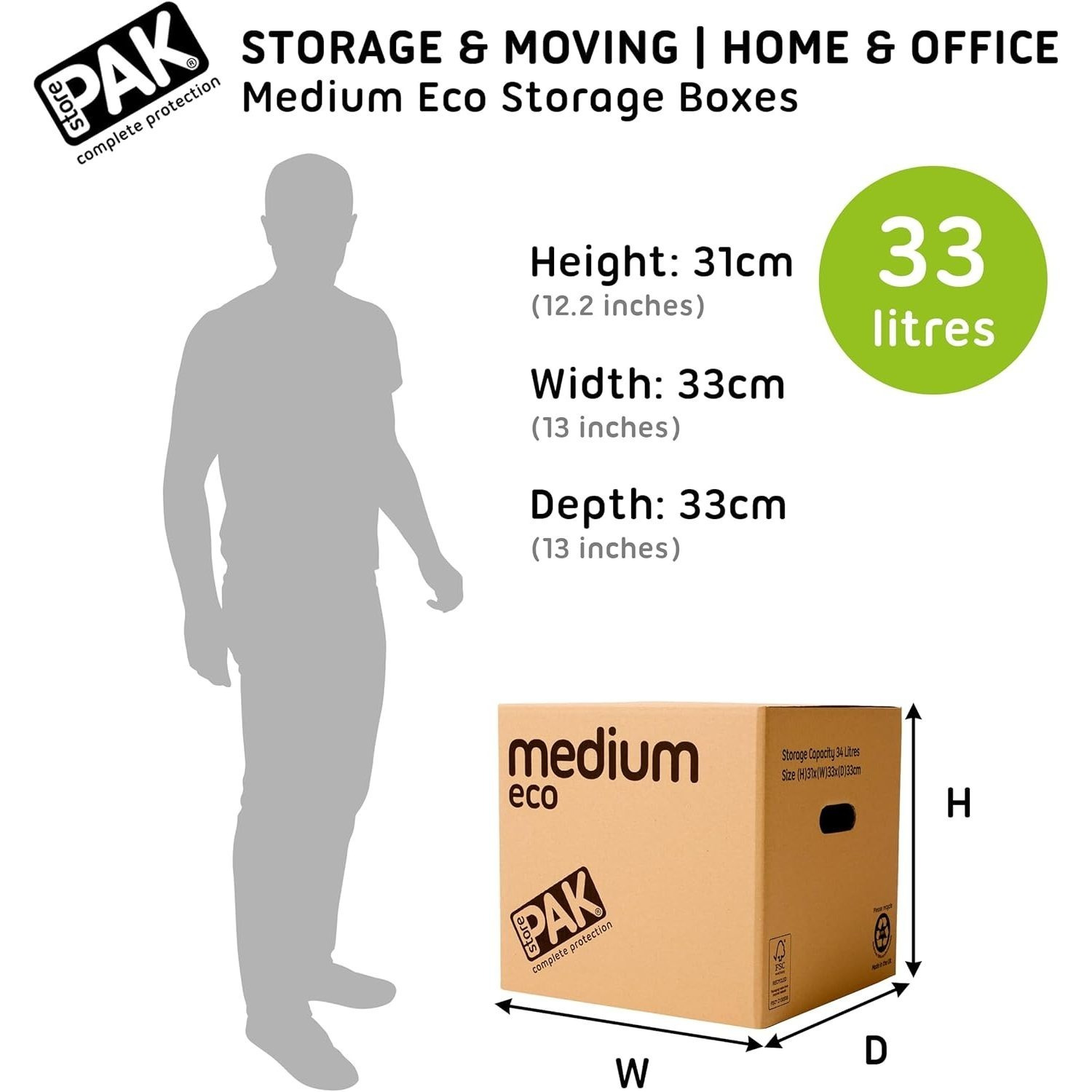 Medium Eco 33L Storage & Moving Box, Strong Reusable
