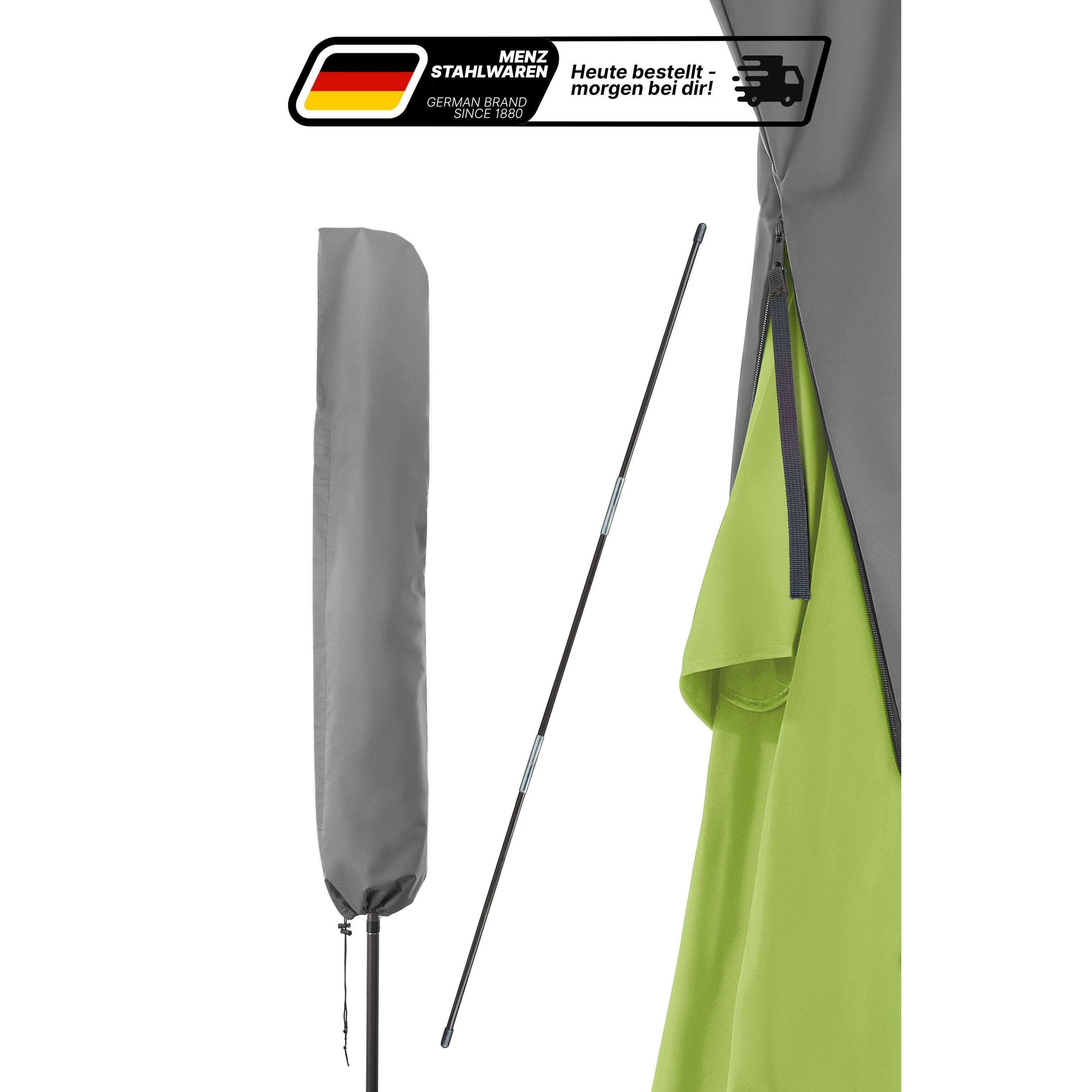 Home Parasol Cover – Durable And Weatherproof Heavy-duty Polyester Cover With Pole And Zipper, Suitable For Umbrellas Up To Ø 3 M, In , Black, And Taupe