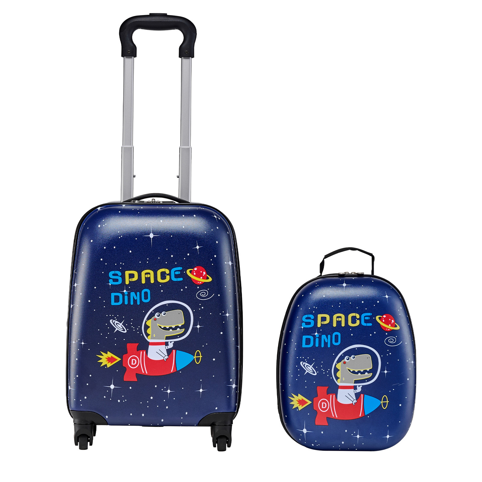 Image of Vevor Kids Luggage Set, 2pcs, 45.7 Cm Hardside Rolling Wheels Suitcase With Backpack, Dinosaur Kids Carry On Luggage Set, Holiday Birthday Gift For , Airline Approved