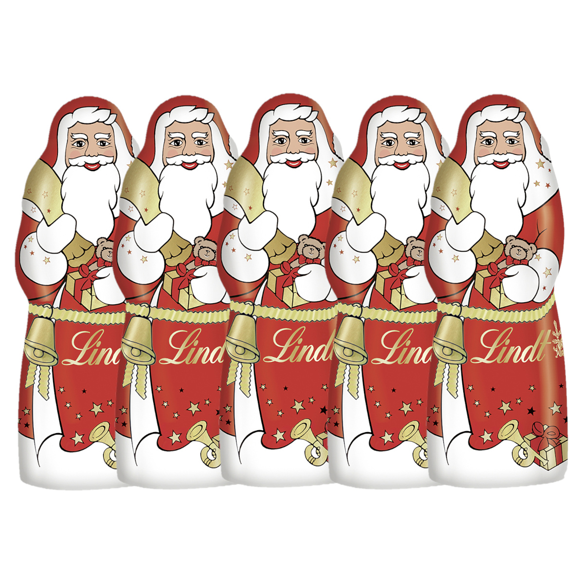 Image of Lindt Santa Claus Made From Alpine Whole Milk Chocolate 40g 5-pack