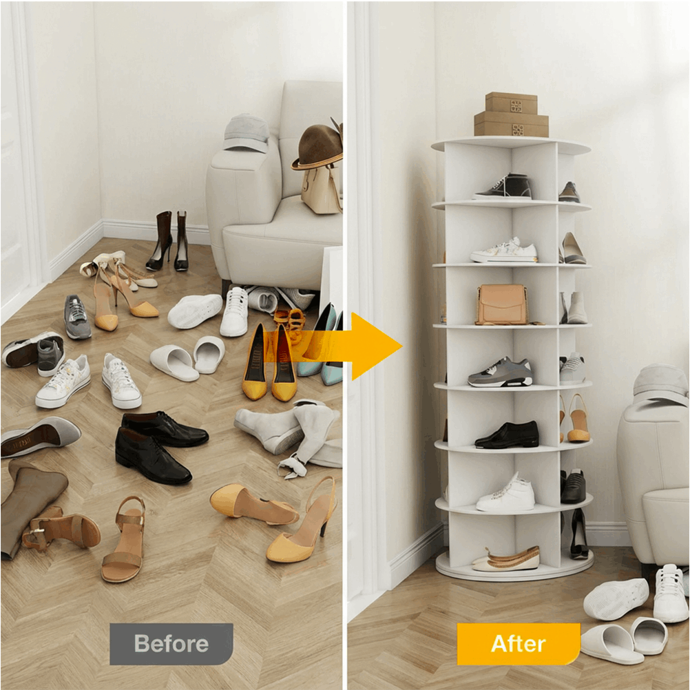 360° Rotating Shoe Rack with Multi-Tier Layers