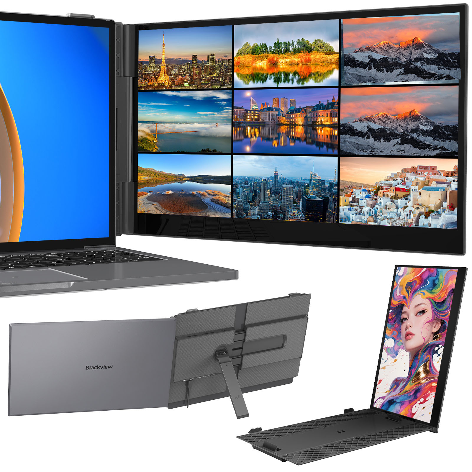 Blackview 14" Laptop Screen Extender,4.5mm Ultra-thin Lightweight Portable Monitor, Extender Plug Extender For 13-17" With Usb-c/ Port, For Windows For For For Switch