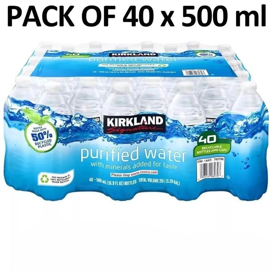 TEMU Kirkland Spring Still Bottled 500ml - 40 Bottled Water Multipack, Fresh Water For Better Health, Hygienic And Maintain Good Health| Bulk Water