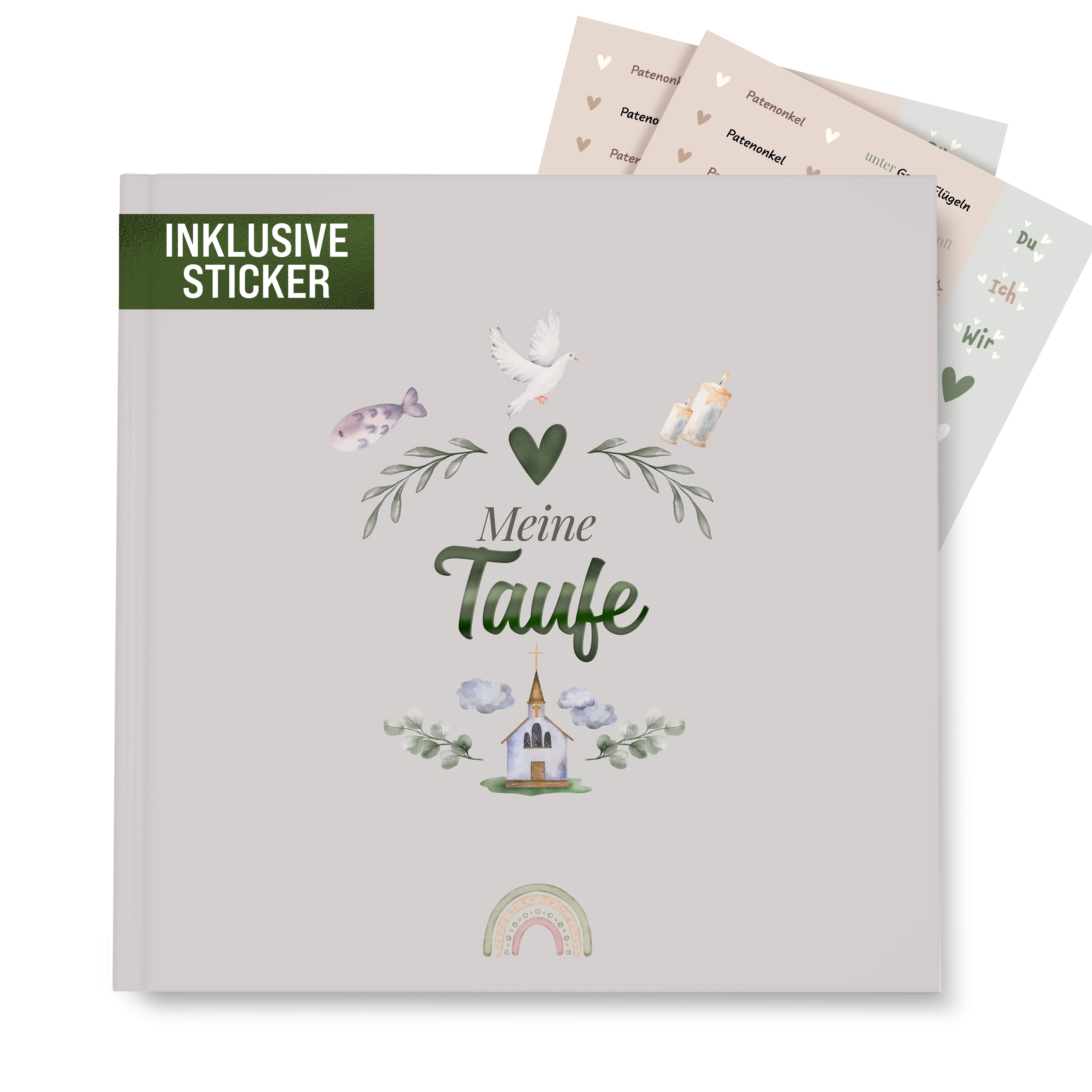 Image of Colortouch Baptism Guest Book With Stickers, Baptism Book, 90 Pages For Personalization, Baptism Gift & Memory Album For , High-quality Hardcover