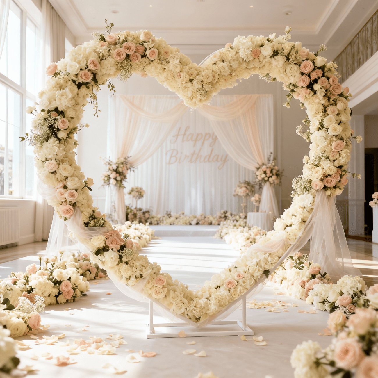TEMU Unho 7.2ft White Heart Shape Wedding Arch Stand Heavy Duty Metal Balloon Backdrop Stand For Lawn Party Ceremony Wedding Decoration