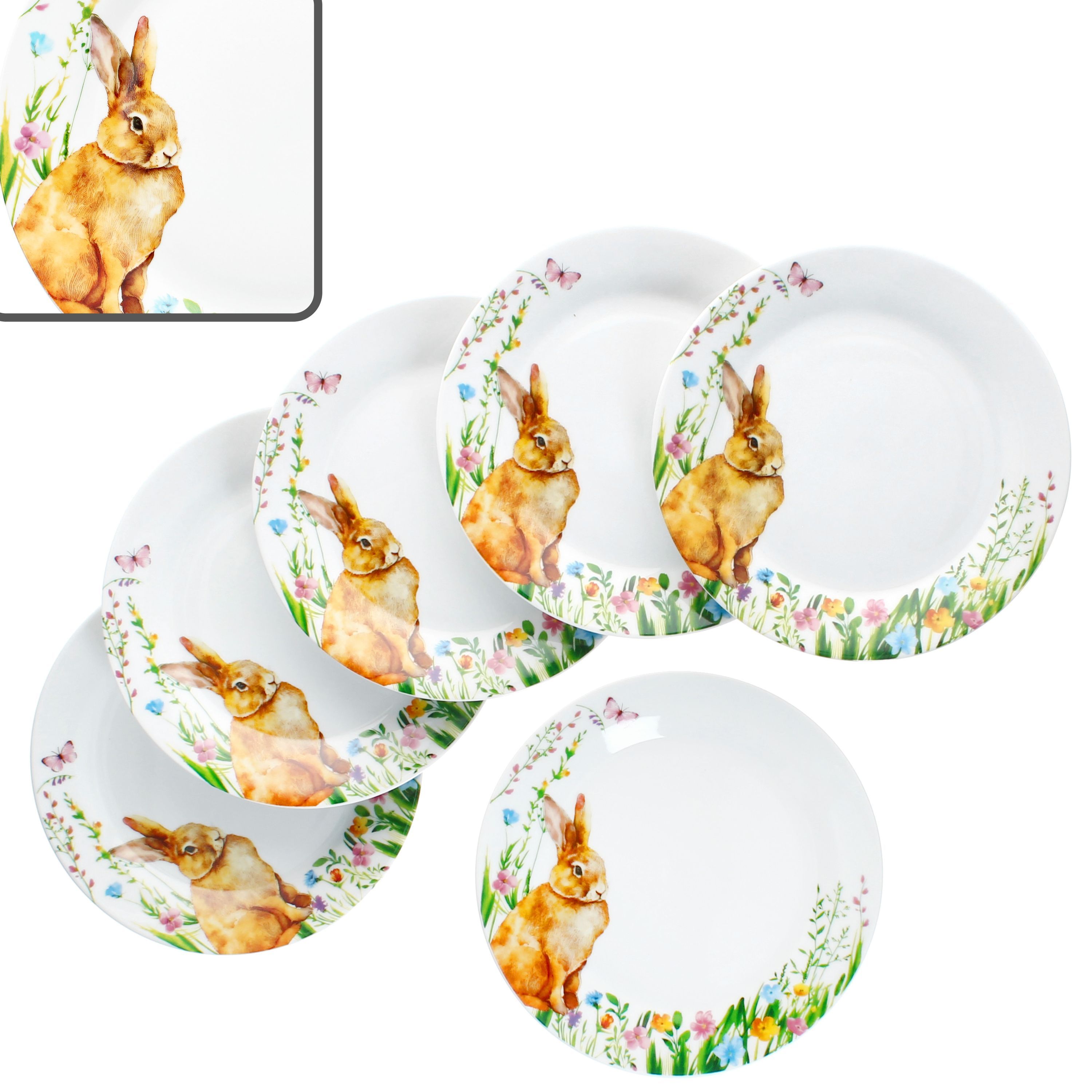 6-piece Set Easter Joy Porcelain Dessert Plates For 6 People