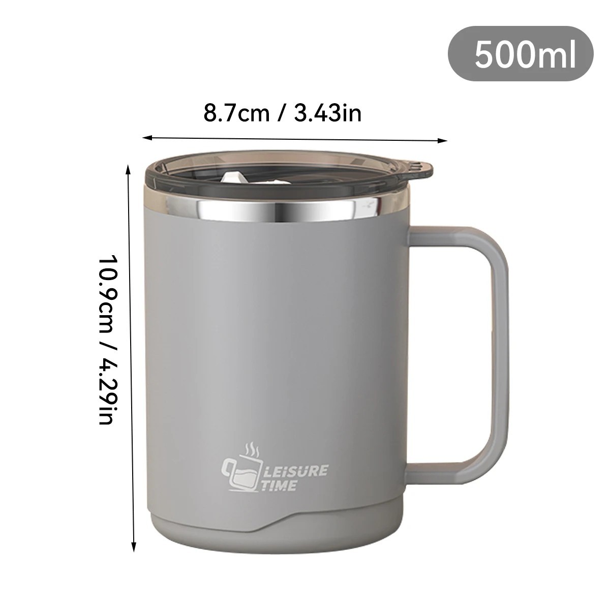 TEMU 500ml Stainless Steel Mug Tea Coffee Thermal Cup Insulated Travel Mug