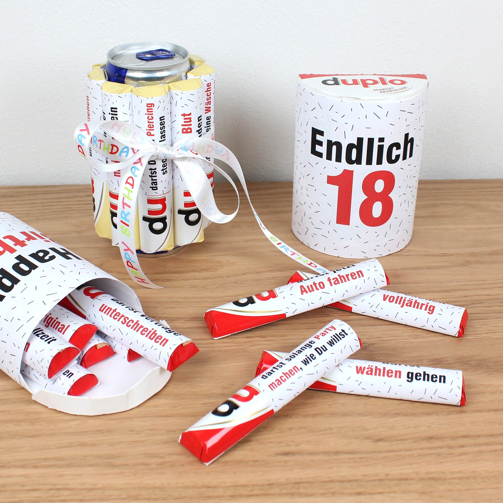 E-shop PAPIER SET - Duplo 18 Geburtstag Geschenk DIY Vorlagen Set