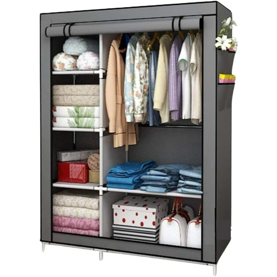 TEMU Armario Cecaro Group de tela 105X45X170 Cm - Estructura de acero , antipolvo e impermeable, armario portátil con estantes y barra para colgar,