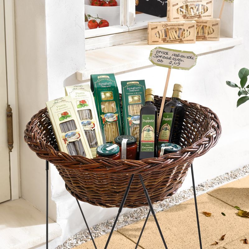 Stands With Wicker Basket Ø 68 Cm, Goods Basket, Promotional Basket