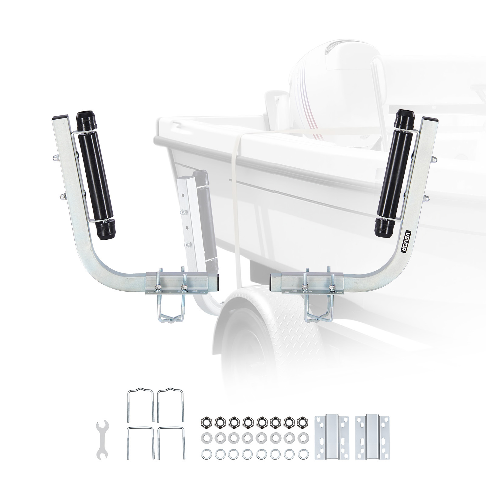 Image of Vevor Boat Trailer Guides, 470 Mm/520 Mm Height Adjustable Trailers Guide, 2pcs Thickened High-duty Steel Trailer Guide-ons With Smooth Roller Guidance, For V-hull Boats, Small To Mid-size Boats