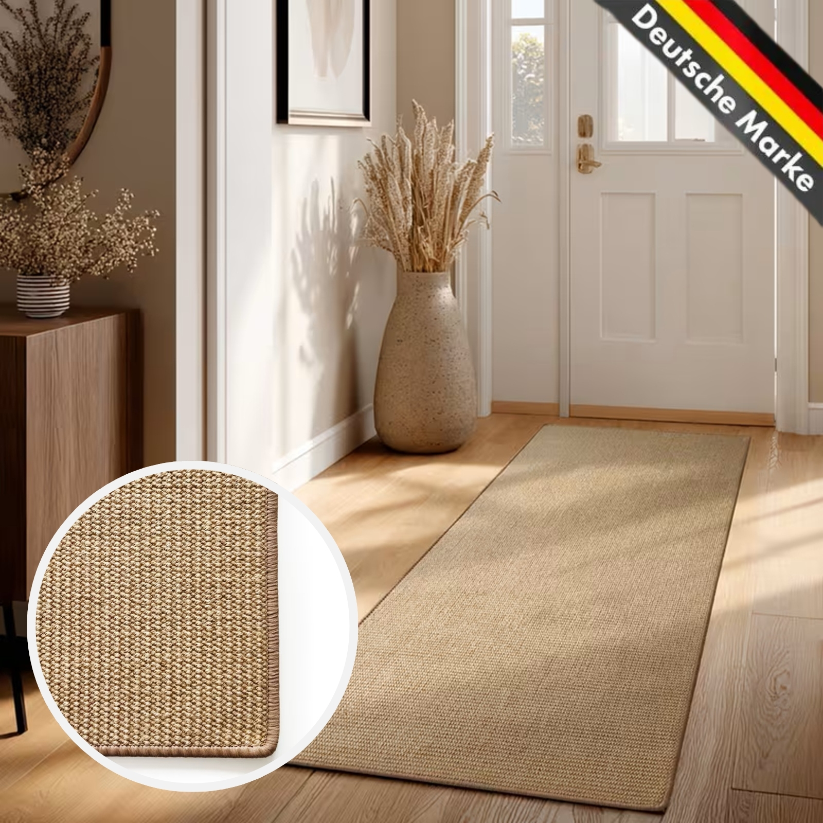 Sisal Rug Pearl - Durable Rug And Runner In With Kettled Edge - In Multiple Sizes
