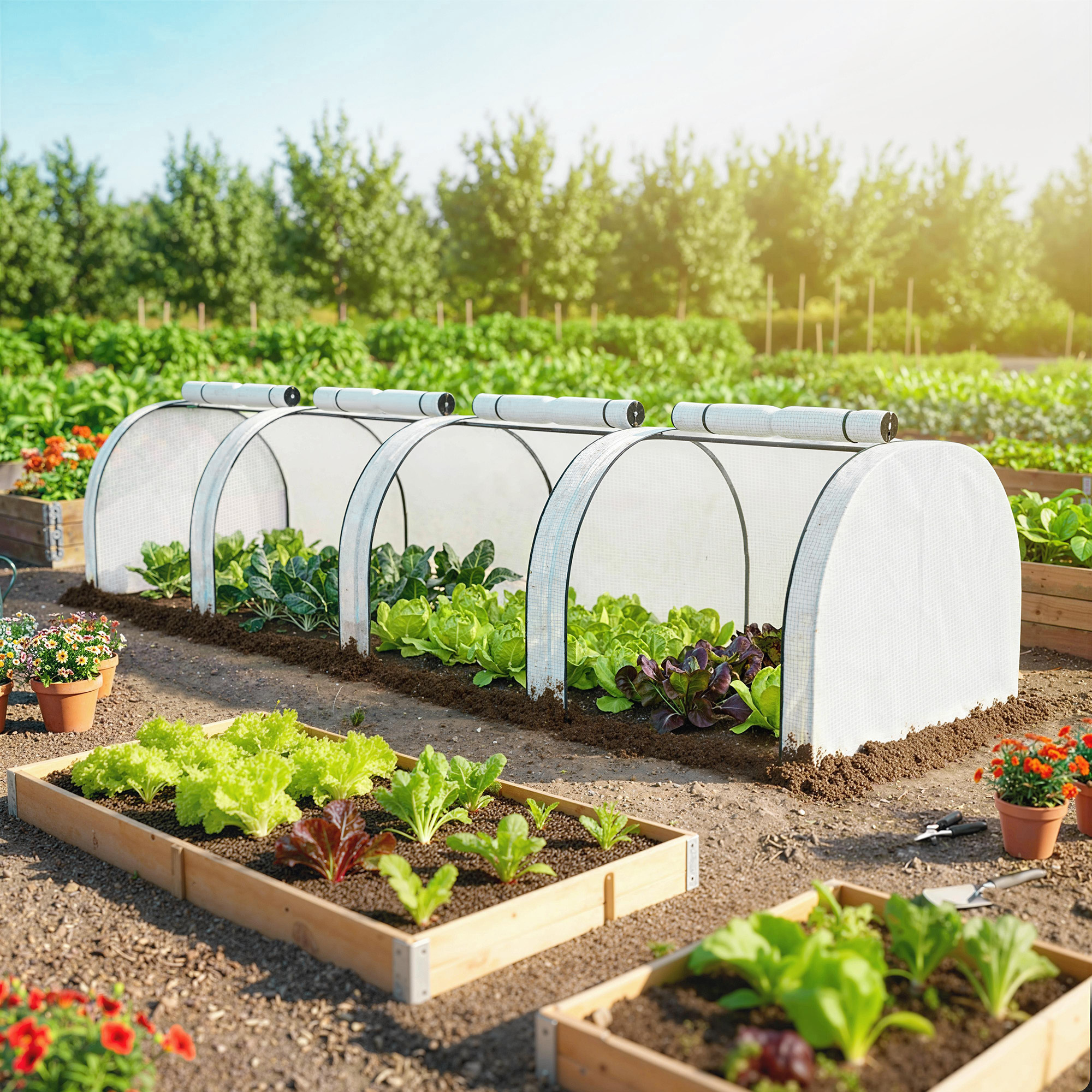 Image of Greenhouse, Winter-proof Film Greenhouse With Roll-up Zipper Door, Steel Greenhouse, 395 X 100 X 80 Cm, Tomato Greenhouse For Tomatoes, Vegetables, White